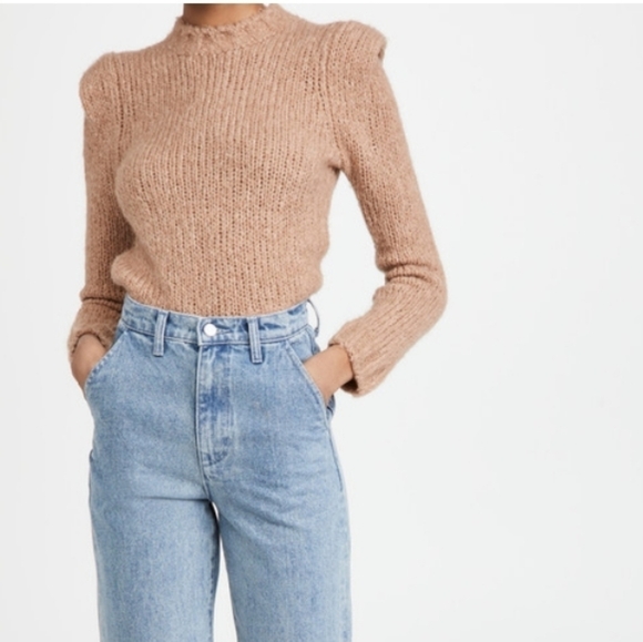 Naadam Structured Shoulder Chunky Knit  Sweater in Camel XL Wool Cashmere - Picture 1 of 9